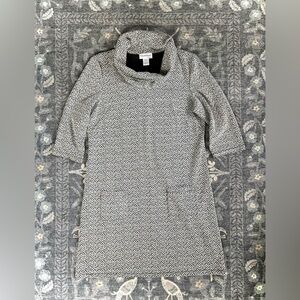 NorthStyle Black and White herringbone Patterned cowl neck Dress